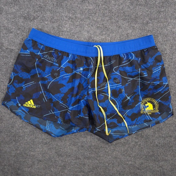 Adidas Running Shorts Womens L Blue 125th Boston Marathon Massachusetts Cities - Picture 1 of 10